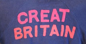 GREAT BRITAIN lettering on the back of a track suit