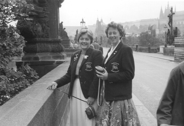 1961 Zona and Jill on Charles Bridge