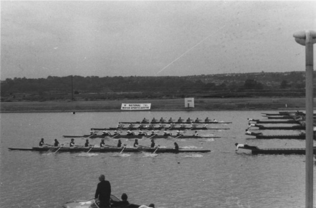 1975 eight racing in lane 3 (lane 1 is closest)