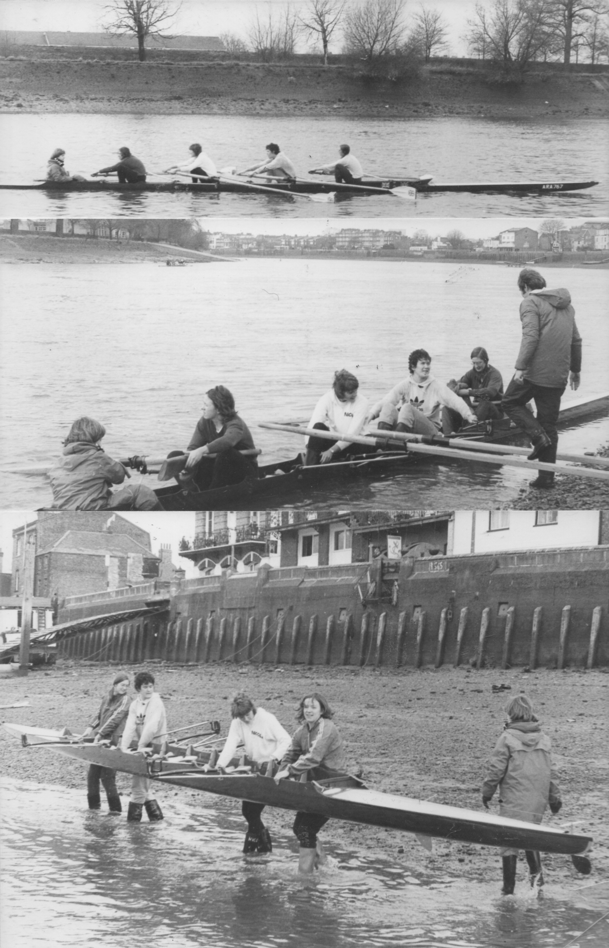 1978 coxed four in training