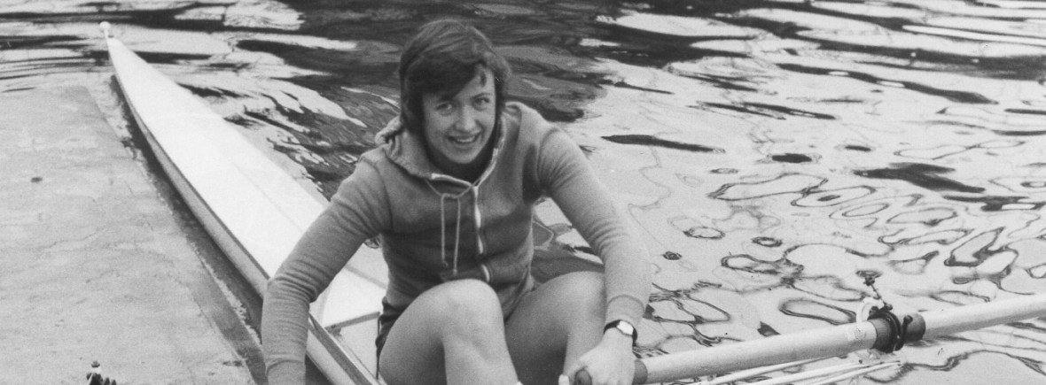 Gill Webb in sculling boat