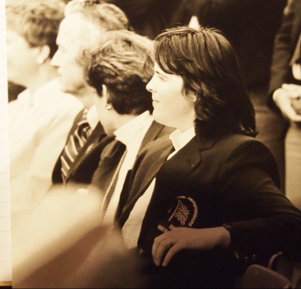 Rosie in a blazer at a meeting