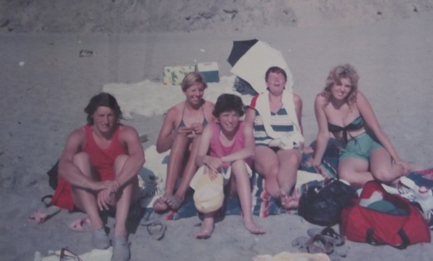 5 women on the beach