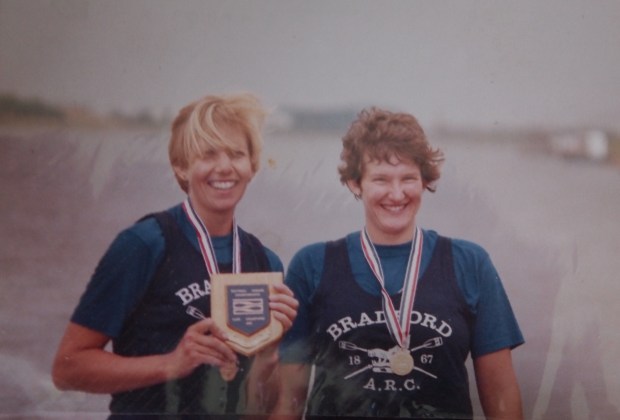 Jean and Kate with medals and plaque