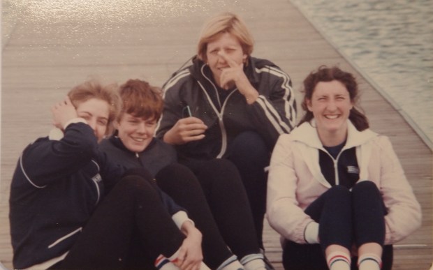 rowers on pontoon at Holme Pierrepont