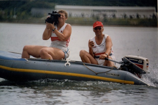 two coaches in inflatable launch