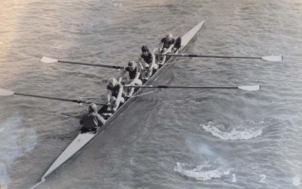 women's coxed four from overhead
