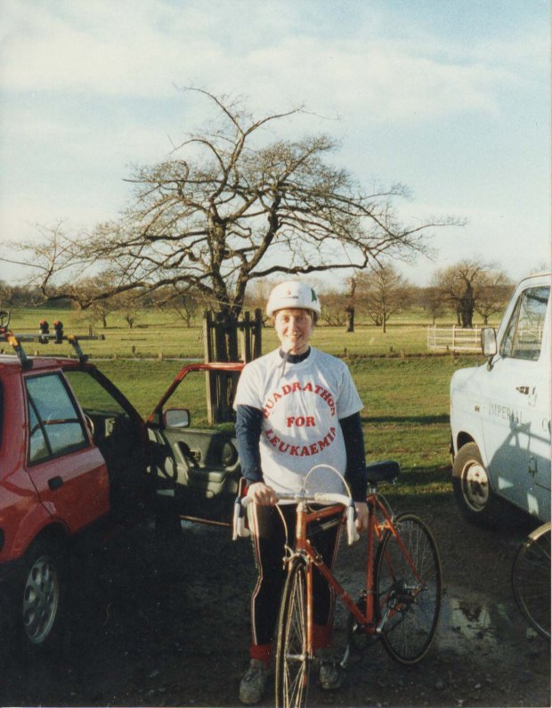 Woman with racing bike