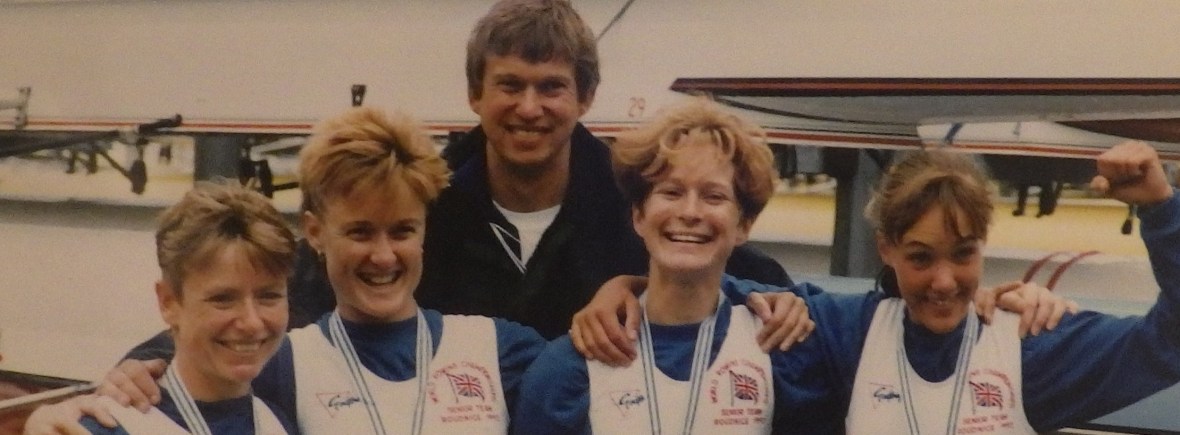 1993 GB women's lightweight four world champions with coach Bill Mason