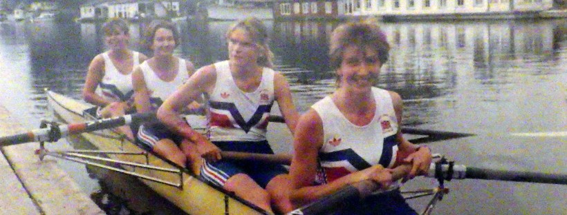Four women in yellow boat