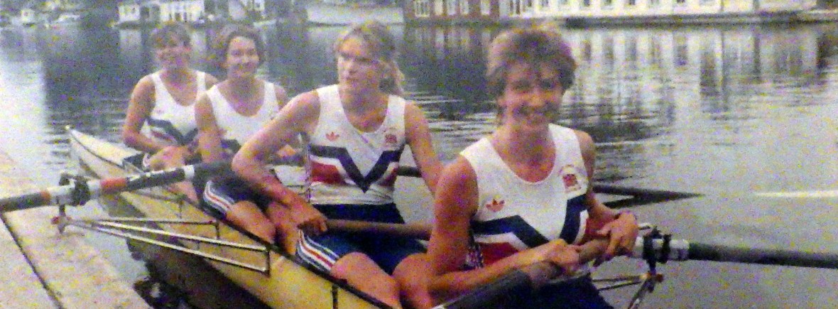 Four women in yellow boat