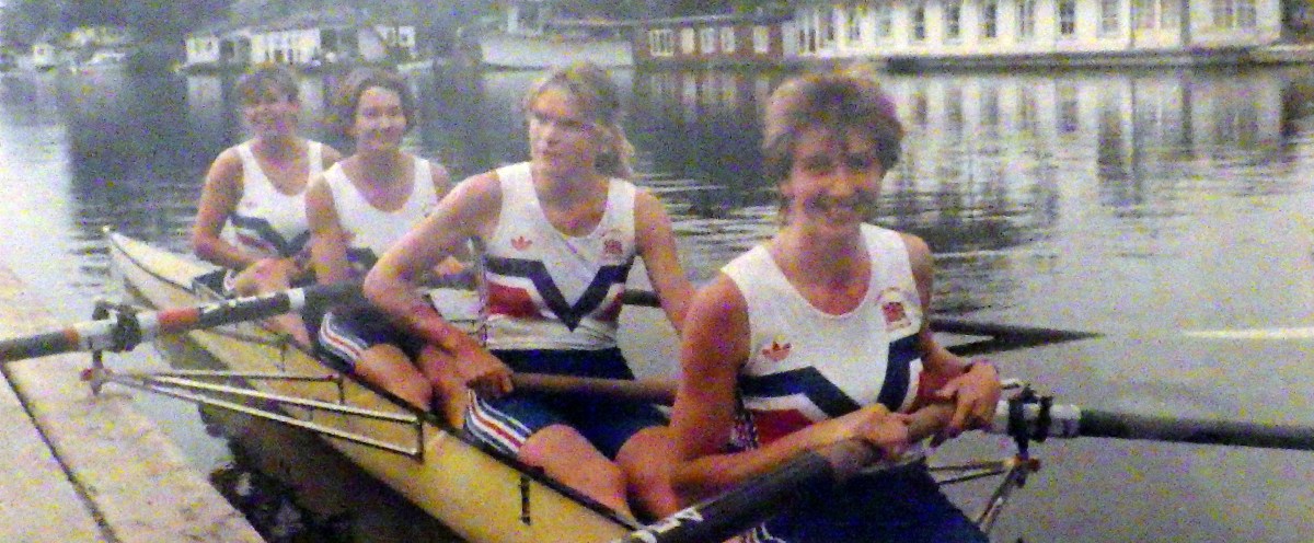Four women in yellow boat