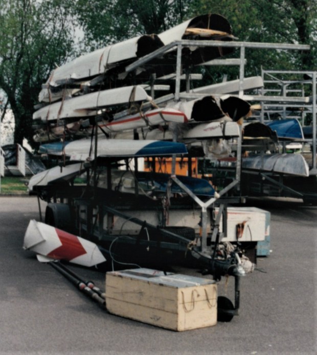 trashed boats on trailer