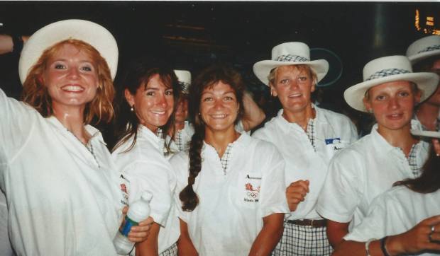 Women in white GB uniforms