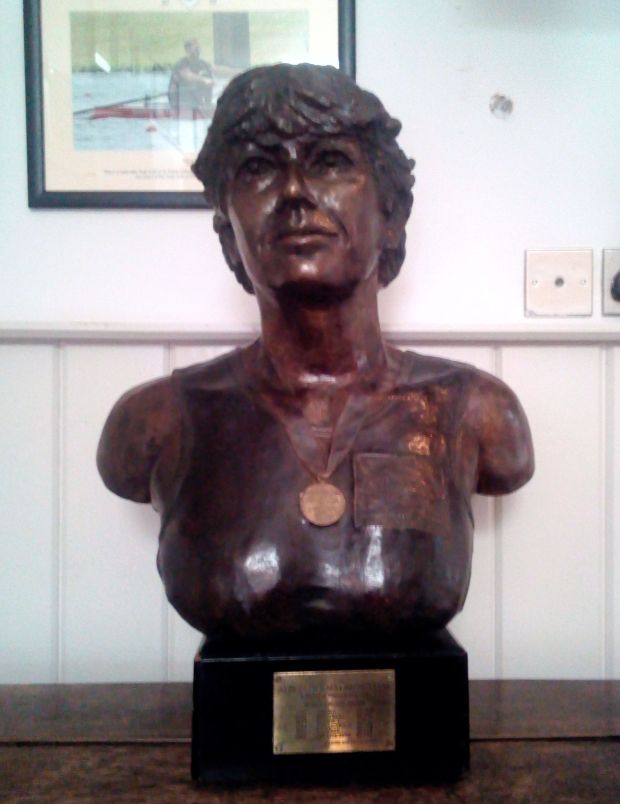 Bronze bust of woman