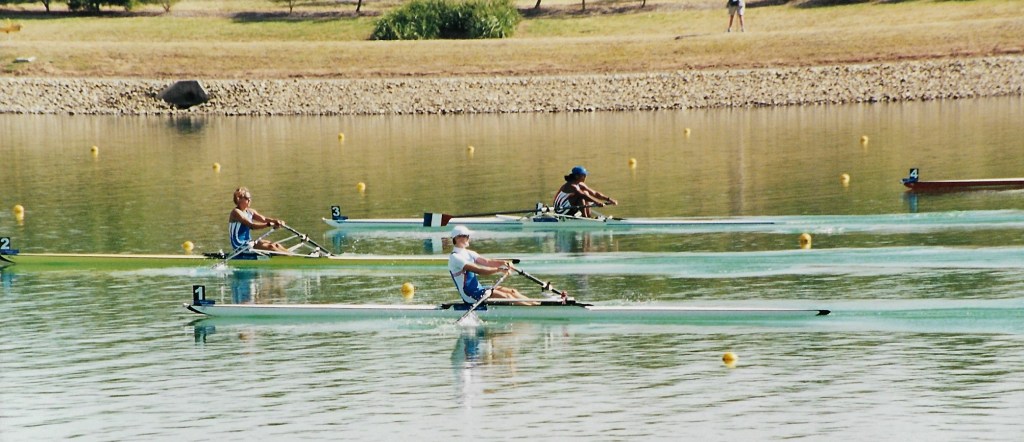 Four women scullers racing