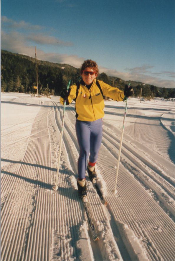 woman cross-country skiing