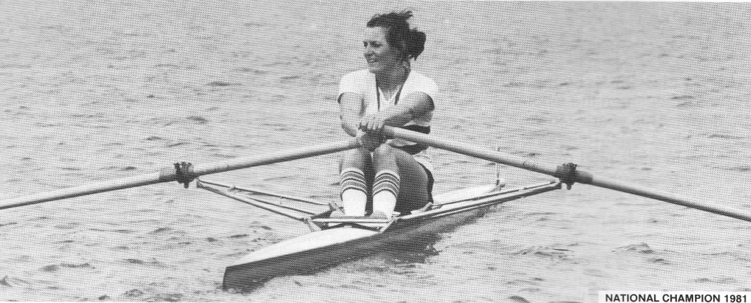 Beryl sculling in Glyn Lock Racing Shell